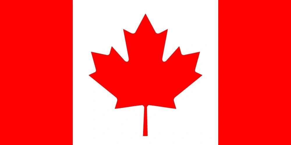 The national flag of Canada with a red maple leaf.
