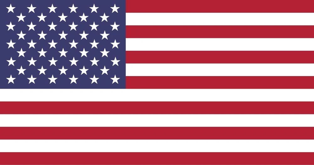 The flag of the United States featuring stars and stripes.